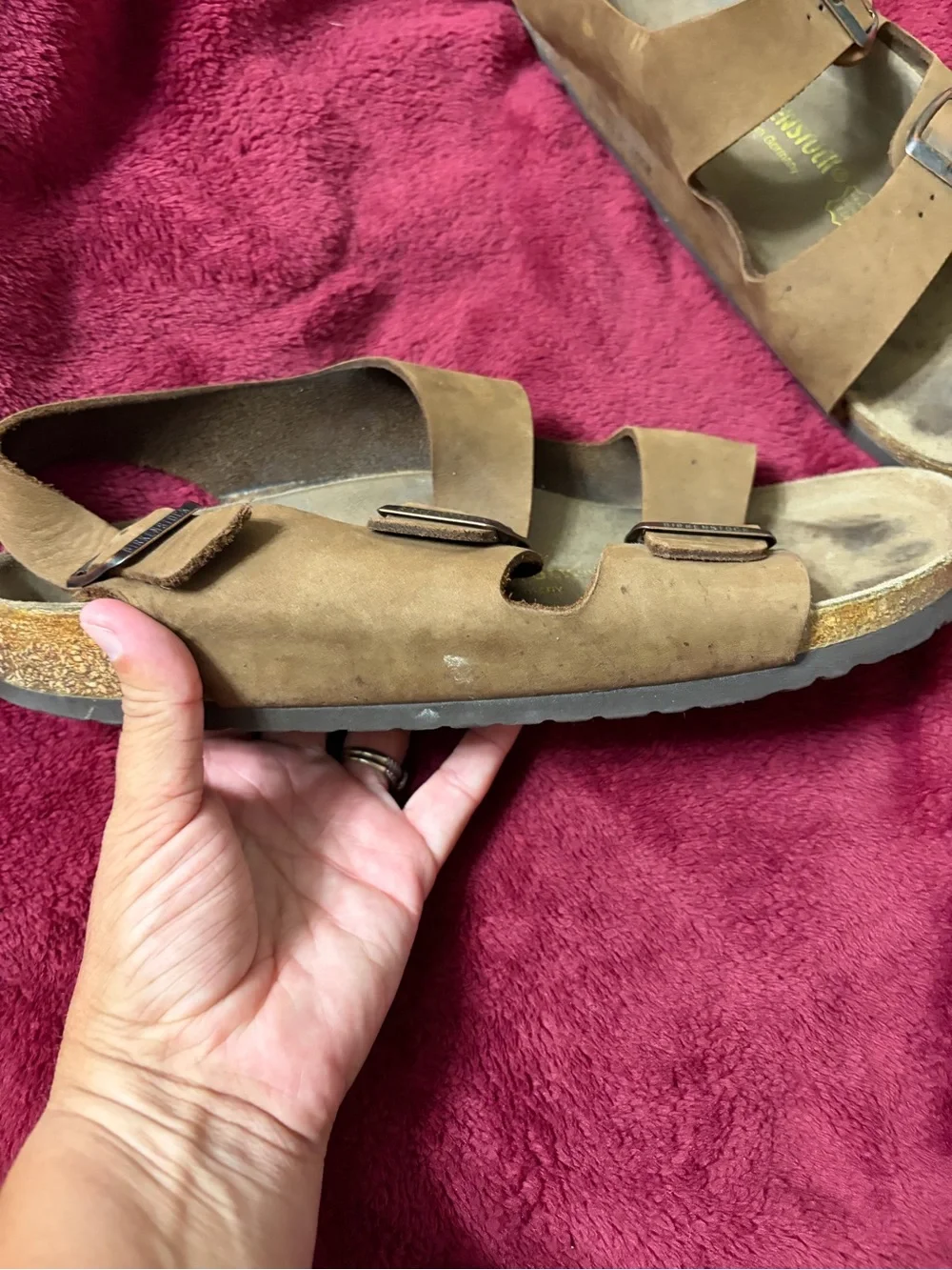 Birkenstock Milano Men’s Brown Leather Two-Strap Sandals size 43/10